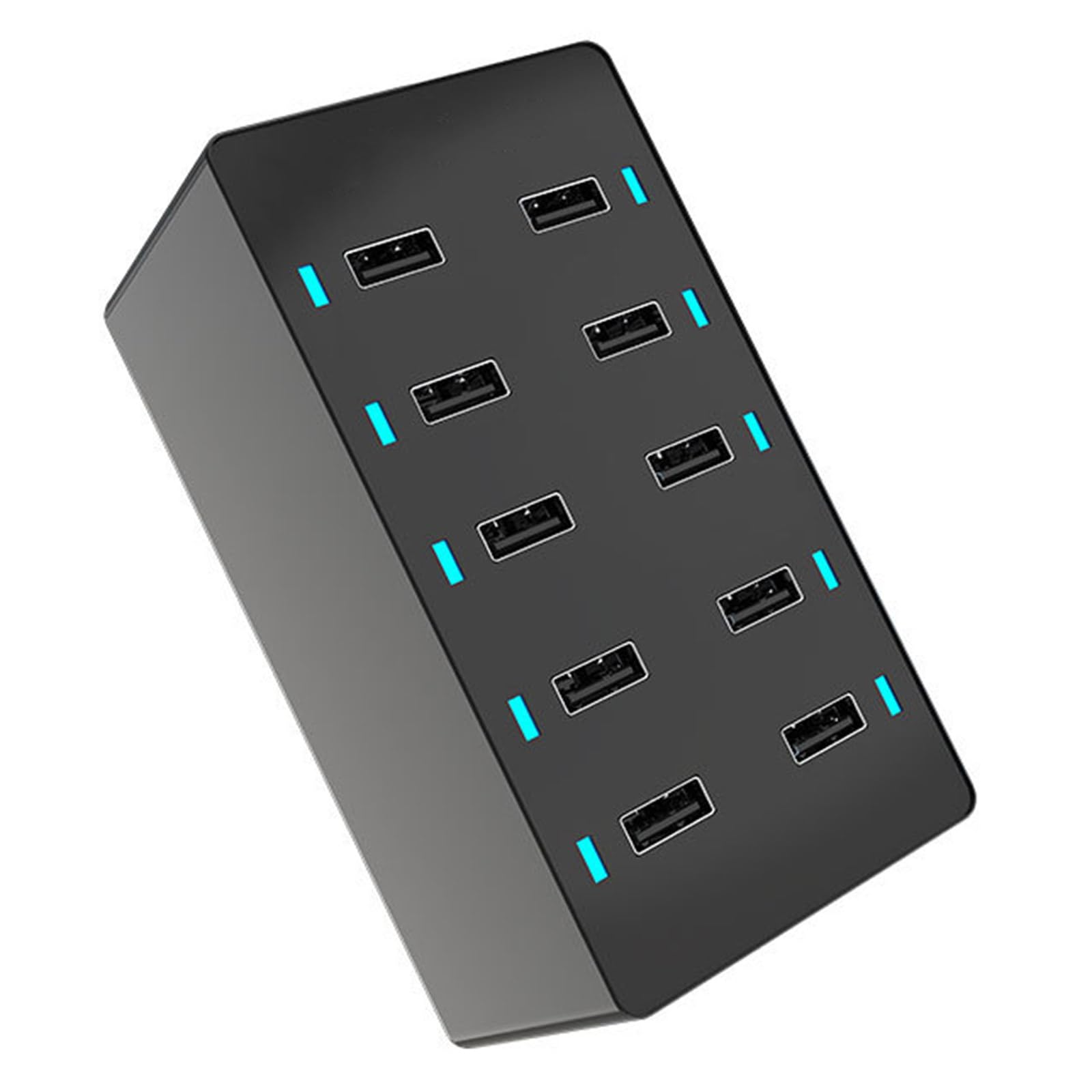 Multi-Port Charger 50W 10-Port USB Charger for Home Office Live Broadcast Party Black