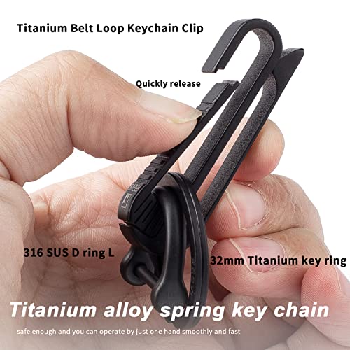 Tisur Belt Loop Keychain Clip, Titanium Key Fob Holder With Detachable Black Titanium Key Ring For Duty Belt, Car Key Chain Gifts For Men Women (Rk1+D) #TOP3