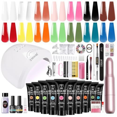 ROSALIND Neon Poly Nail Gel Kit-14 Colors+75 Tools Starter Kit Nail Drill
