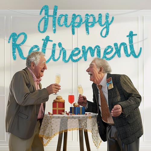 Image of BEISHIDA Pre-Strung Lake Blue Happy Retirement Banner Party Decoration