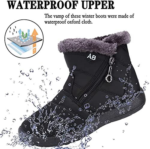 Ninestar Snow Boots For Women Girls Snow Boots Womens Snow Boots Winter Warm Shoes Side Zip Water Proof Snow Boots (Black,6.5 Wide) #TOP4