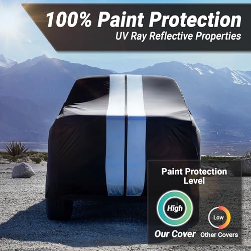 Image of iCarCover Premium Truck Cover for 1973-1983 Ford F-100 Regular Cab, Long Bed Heavy Duty Waterproof All Weather Automobiles Custom Fit Full Exterior UV Snow Rain Protection Covers (Stripe - Black /Gray)