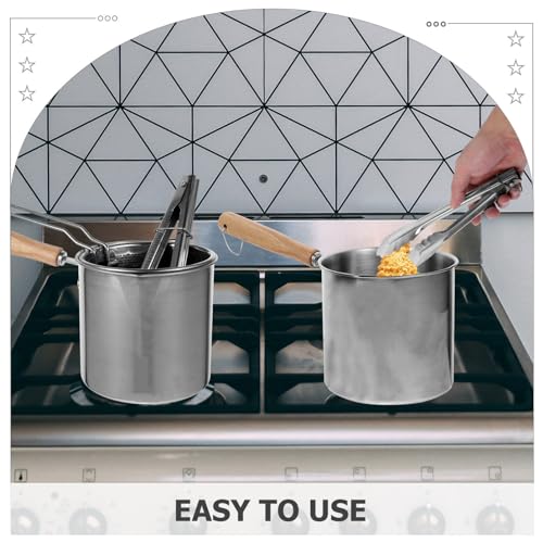 Kichvoe Frigideira Com Cesto Frigideira Funda De Aço Inoxidável Panela De Leite Com Pegador De Alime