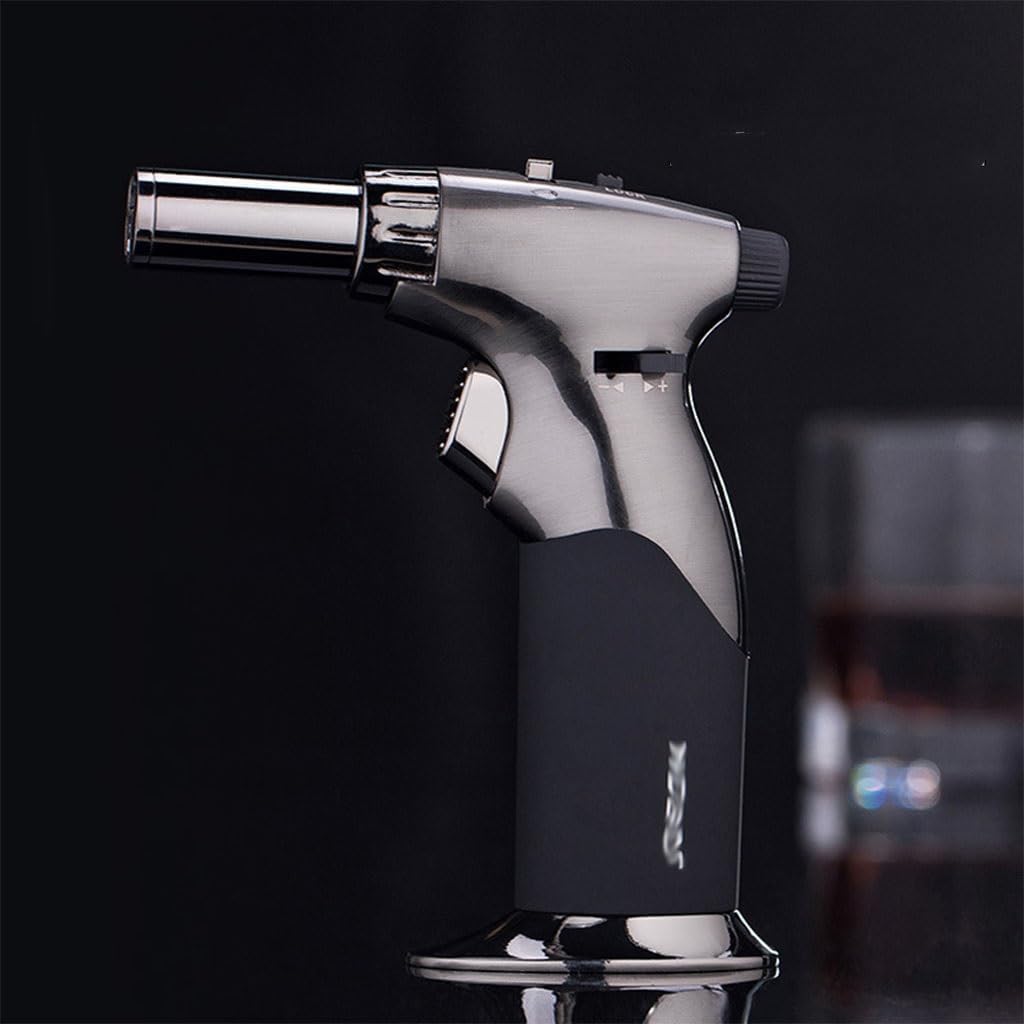 Versatile Dual Flame Butane Windproof Torch Lighter, Deluxe Handheld Mini Blowtorch with Safety Lock for Cooking, Creme Brulee, Welding and Resin Art(B)