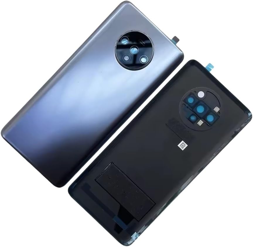 for OnePlus 7T Gorilla Glass 5 Back Cover Spare Parts Rear Case Back for 1+ 7T Battery Cover Door Housing Camera Glass Frame (Blue)