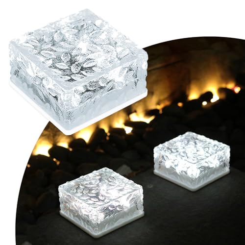 MEDOYOH 1er-Set Kaltweiß Licht Solar Pflastersteine Außenleuchte,...