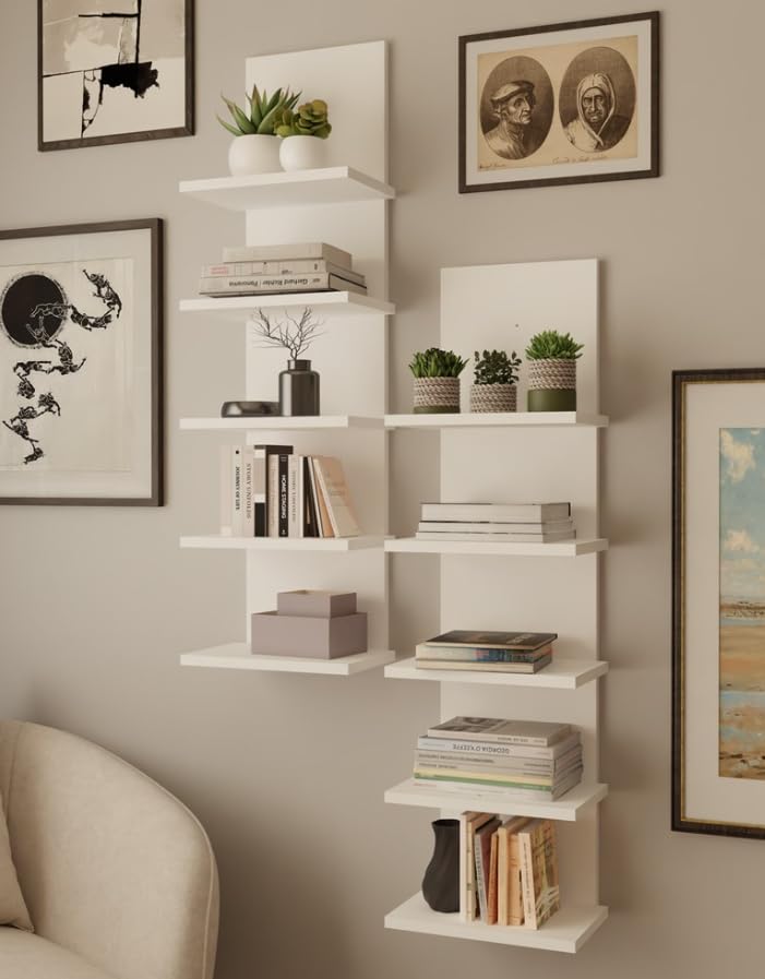 BDW Libreria moderna, altezza 100 cm, 5 ripiani, 29,5 x 19 cm, ideale per ufficio e soggiorno. Modello: R5P.