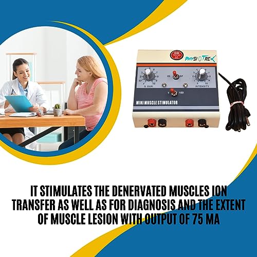 Image of PHYSIOTREX Mini Muscle Stimulator for Physiotherapy - 2 Channel EMS Machine with Galvanic & Faradic Modes - Professional Portable Muscle Stimulator Kit for Pain Relief, Rehabilitation & Toning (Includes 250ml Gel & 4 Pads) with 1 Year Warranty
