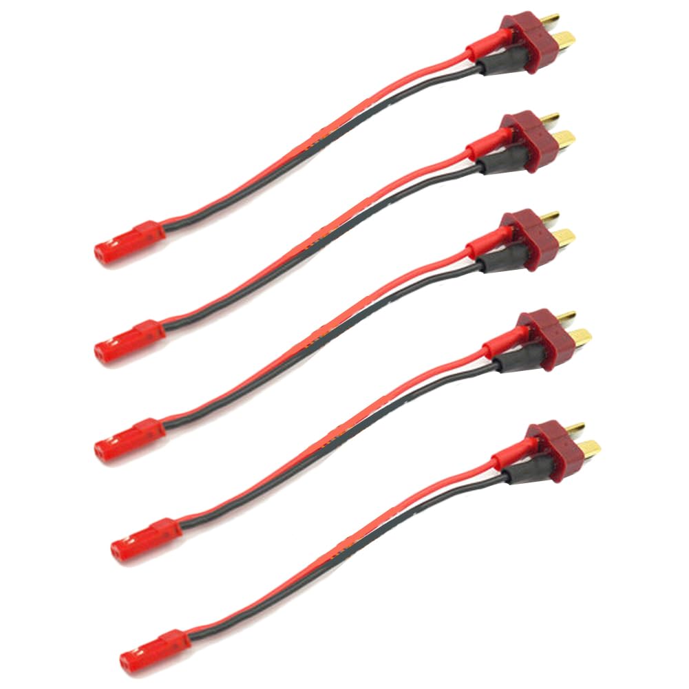 YXQ 5Pcs Male Deans T-Plug to Male JST Connector Adapter 3.93inch Heavy Duty 20awg Wire