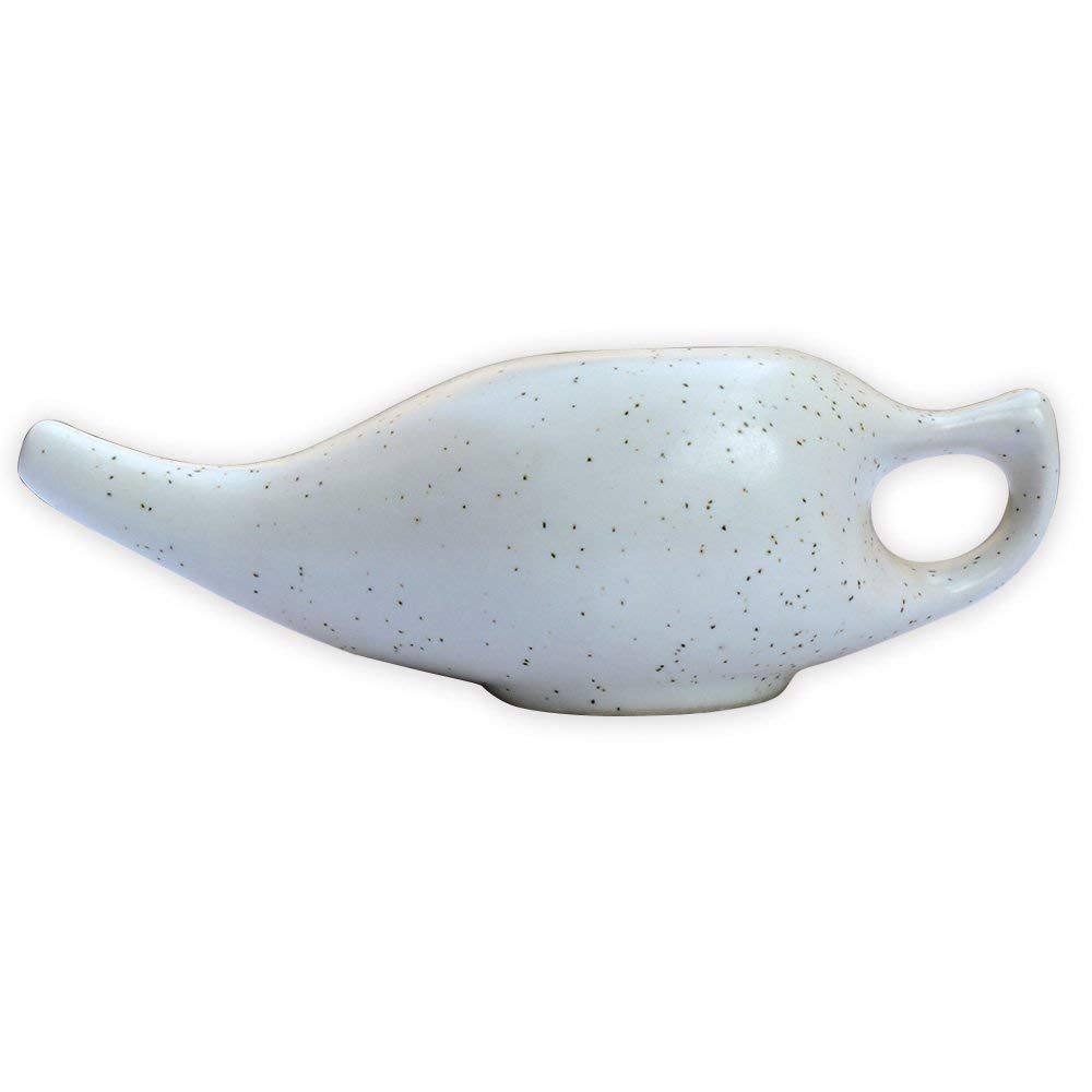 ANCIENT IMPEX Ivory Matte Ceramic Neti Pot for Nasal Cleansing | Natural Remedy for Sinus, Infection and Congestion | Compact and Travel-Friendly Design | Ceramic Neti Pot with 10 Sachets of Neti Salt