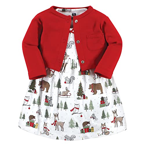 Image of Hudson Baby Baby Girls' Cotton Dress and Cardigan Set