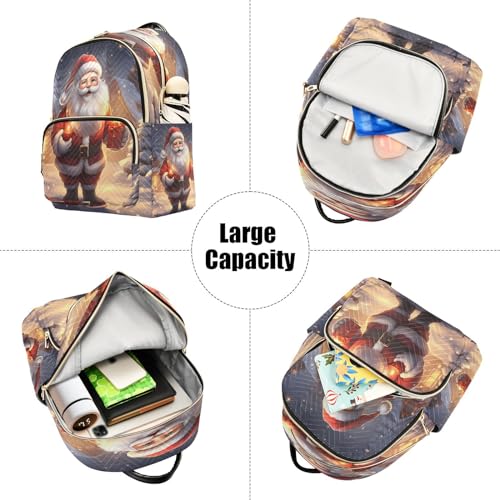 Image of ALAZA Lovely Santa Claus Snowman Snow Christmas Women Backpack Purse Ladies Fashion Shoulder Bag Daypack Travel Bag 7.5L