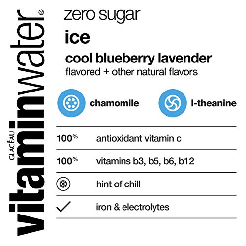 Vitaminwater Zero Sugar Ice, Ice Cool Blueberry-Lavender Flavored, Electrolyte Enhanced Bottled Water with Vitamin b5, b6, b12, 20 Fl Oz, 12 Pack - Thumbnail 4