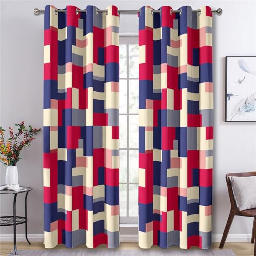 Rideaux à œillets géométriques 245x140 cm lot de 2 - 3