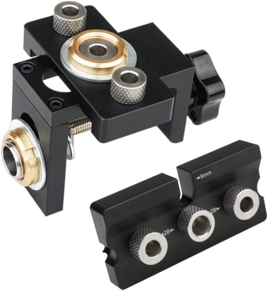 3 In 1 Adjustable Doweling Jig Woodworking Pocket Hole Jig with 6 8 10 12 15mm Drill Bit for Drilling Guide Locator Puncher Tool (Package 1)