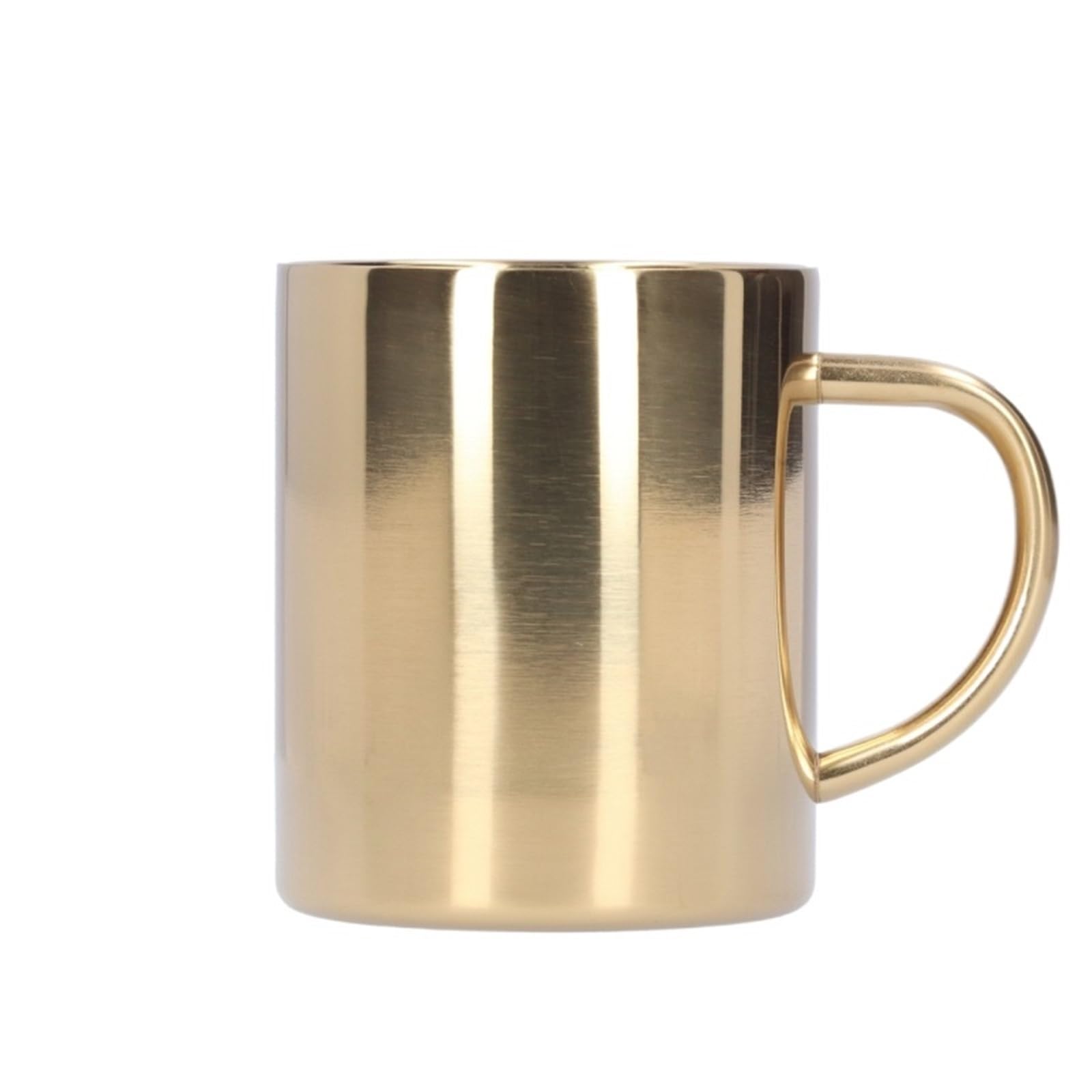 Kaffeetassen 400 ml Kaffeetasse 304 Edelstahl Doppelschicht Verbrühungsschutz Becher Tasse mit Griff for Kaffee Tee Wasser Home Küche Zubehör(Gold)