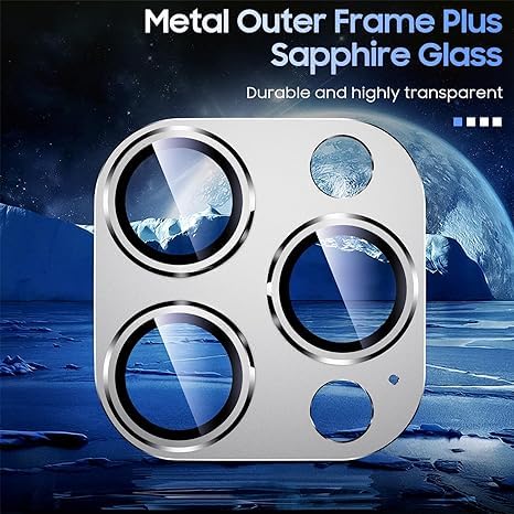 Image of Camera Lens Protector for iPhone 14 Pro 6.1-Inch & iPhone 14 Pro Max 6.7-Inch, Full Coverage 9H Tempered Glass Ring Cover, Matte Metal Plate, Case Friendly (Silver)
