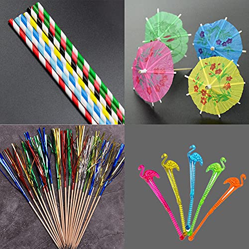 100-delige cocktailpartydecoratie drankaccessoires pakket met herbruikbare paraplu's, herbruikbare fonkelende vuurwerk… - Image 6