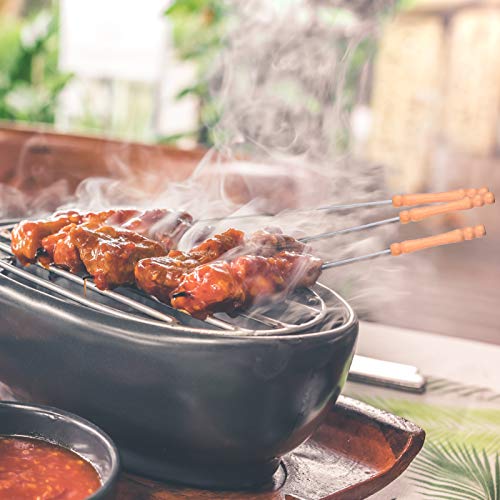 Hemoton Conjunto de 12 peças de palitos de churrasco de aço inoxidável, reutilizáveis, longos espeto