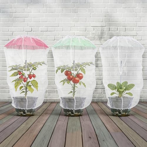 Plant Umbrellas Shades with Net Cover, 3 Pcs Plant Shade