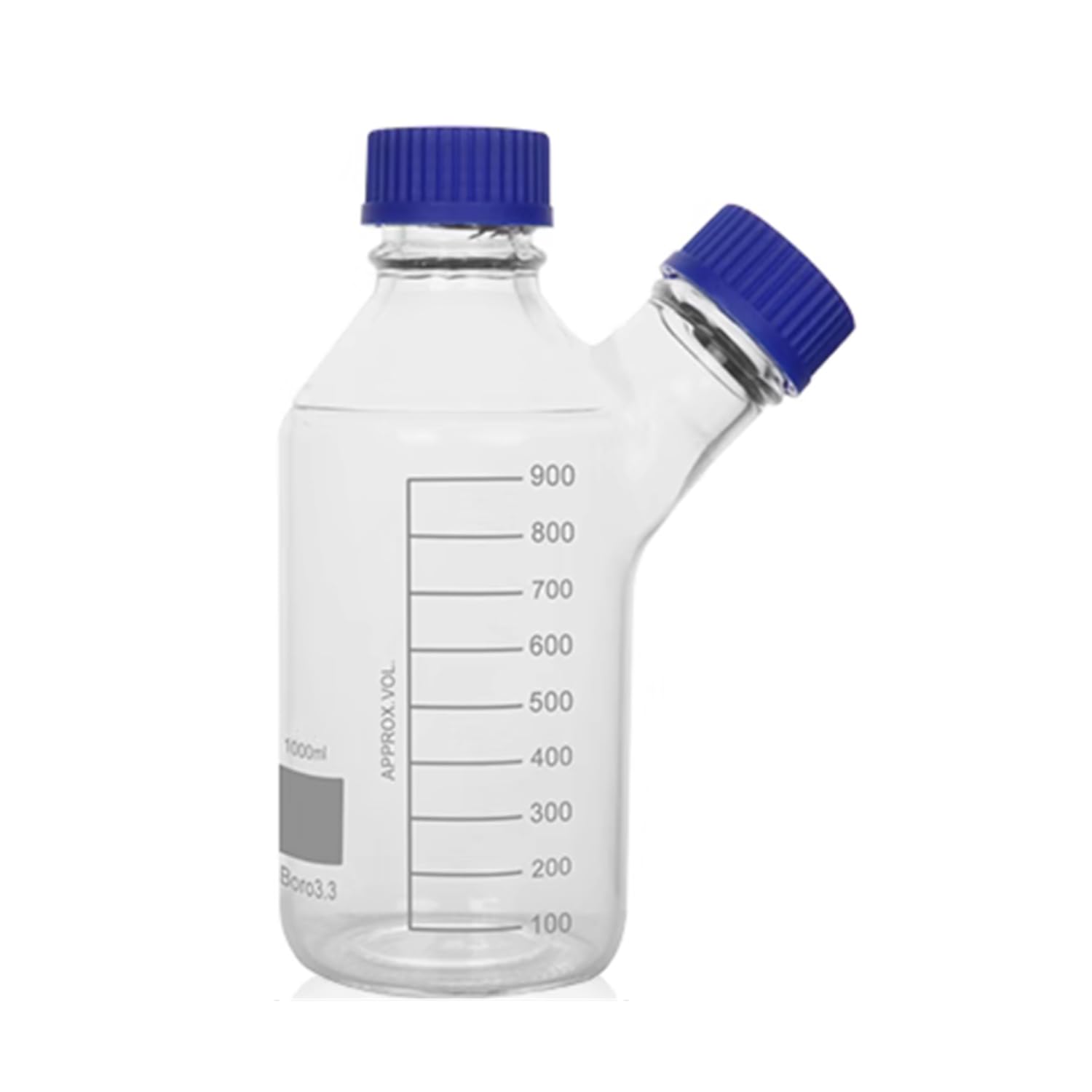 1000ml Lab Two Necks HPLC Purging Storage Bottle 1L Chromarography Mobile Phase Liquid Flask with GL45 Side Neck