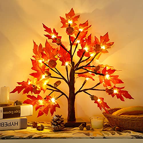 FORUP Árbol de arce iluminado, árbol de caída LED de 45,7 cm con luces para Acción de Gracias, cosecha, otoño, Halloween, fiesta, decoración de mesa Cover