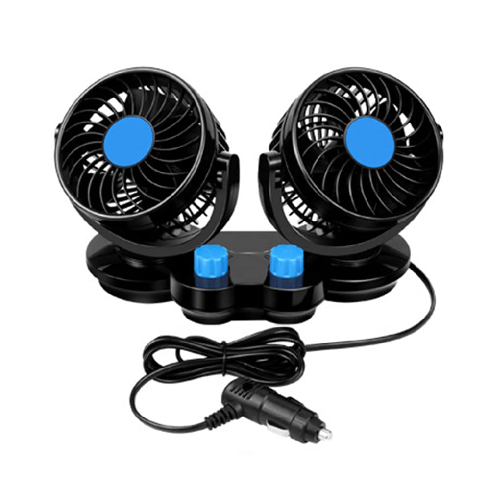 Riloer 12 V / 24 V podwójny przełącznik wentylator samochodowy 360 ° dopasowanie do samochodów, minivanów, samochodów terenowych, ciężarowych, wózków widłowych