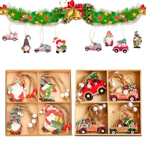 KiKiHong 24 Stück Holz Weihnachtsdeko Weihnachtsbaum Deko Holz...
