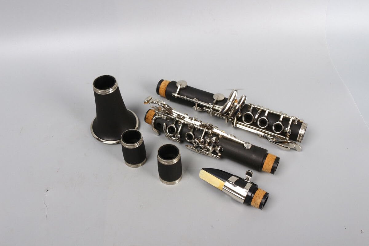 Advance C key Clarinet Ebonite wood Nickel Plated Keys With High-grade Case and Screwdriver; Cork Grease; Reeds; Soft Cleaning Cloth; Mouthpiece; Reed and Cap