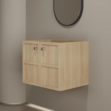 24 Inch Wall-Mounted Bathroom Vanity Without Sink, 24 Floating Cabinet, with 2 Soft-Close Doors, Oak Finish Waterproof Plywood, Space-Saving for Small Bathrooms, LVC1624CX