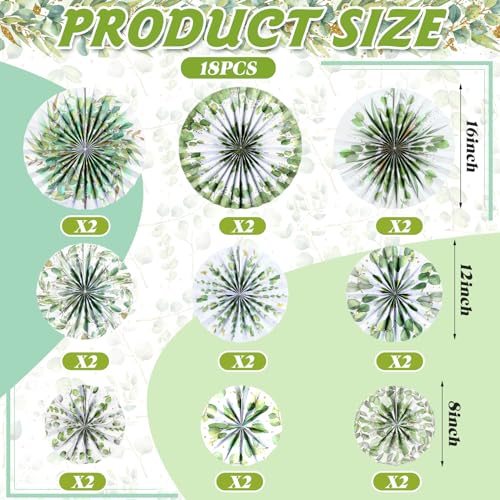 Image of 18 Pcs Eucalyptus Hanging Paper Fans Decor Back to School Paper Fans Eucalyptus Round Garlands Bulletin Board Classroom Decorations for Party Supplies Classroom Decor