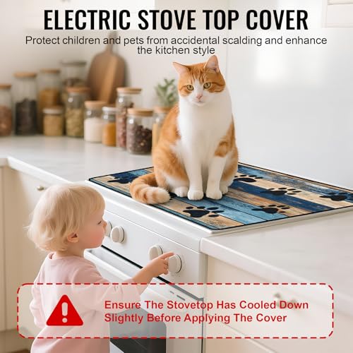 Image of Stove Top Cover for Electric Stove,Glass Stove Top Cover, Heat Resistant Glass Cooktop Cover, Stovetop Protector, Kitchen Decor, Dish Drying Mats Cover for Ceramic Washer Top 28.5x20.5 inch