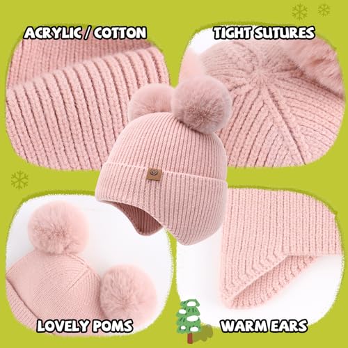 Kids Beanie hat Infant Winter Hat Cap Pom Pom Soft Warm Hat Fleece Lined Knit Cap for Boys Girls 0-2T3
