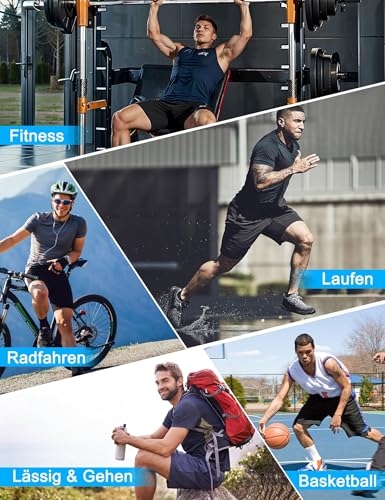 kuzwufs Gym Hose Kurze Herren Schnelltrocknen Sommer Läuft Hosen Kurze 2er Pack Sport Training Shorts Leichte Tennis Hose Kurze Männer mit Taschen Schwarz/Dunkelgrau-XL