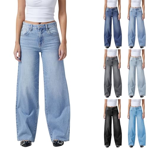 Wide Leg Jeans Woman High Waisted Baggy Jeans Trendy Stretchy Mom Jean Loose Straight Leg Boyfriend Denim Pants