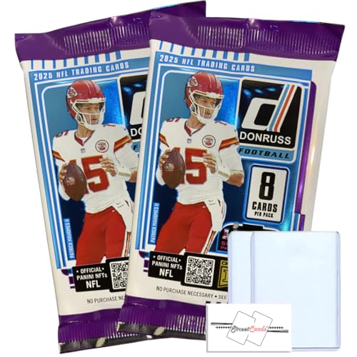 2025 Donruss Football NFL Retail Pack(s)/Box Trading Cards + Toploader(s) and StreetCards Magnet! Look for Downtown! (2 Packs + 2 Toploaders)
