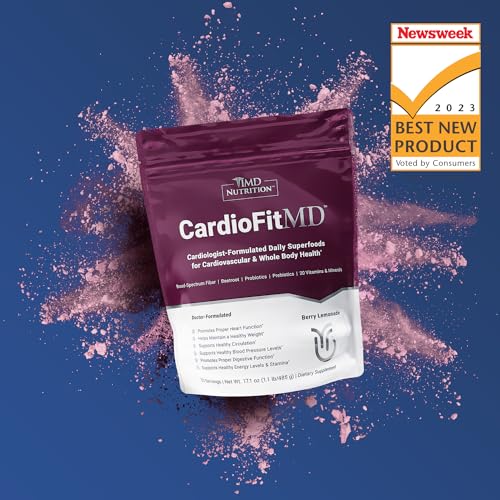1MD Nutrition CardioFitMD - Vegan Beets Superfood Keto-Friendly Heart Health Powder - High Fiber Nutritional Supplement Drink - 30 Servings