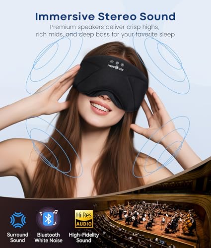 MUSICOZY Bluetooth Sleep Mask Headphones 5.4, Wireless Over-Ear Headphones Washable Zipper Sleep Headphones Mask with HD Stereo Speakers for Side Sleepers Travel & Relaxation, Gifts for Men Women — view 3