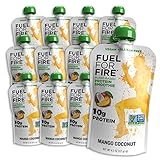 Fuel For Fire VEGAN - Mango Coconut Smoothies (12 pack) Ready-to-Drink Squeeze Pouch | Soy Free, Lactose Free, Dairy Free, Plant-based Pea Protein, Vegan, Gluten Free | On the Go