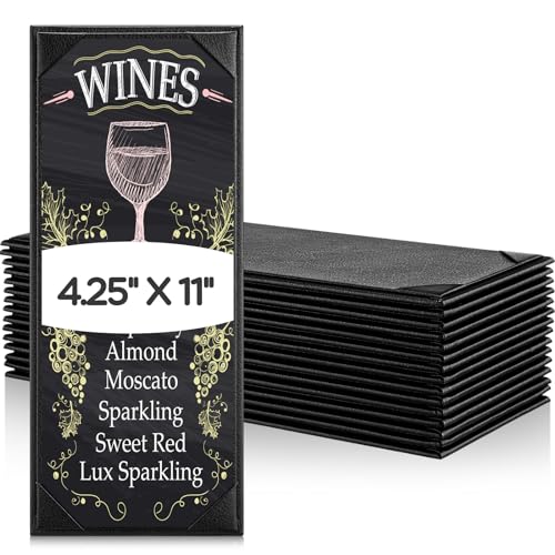 Image of GlikCeil 16 Pcs Restaurant Leather Menu Holders Single Panel Menu Covers for Wine Drinks List 4.25 x 11 Inch Black Menu Book Cover with Angled Corners for bar Hotel Coffee, Single View