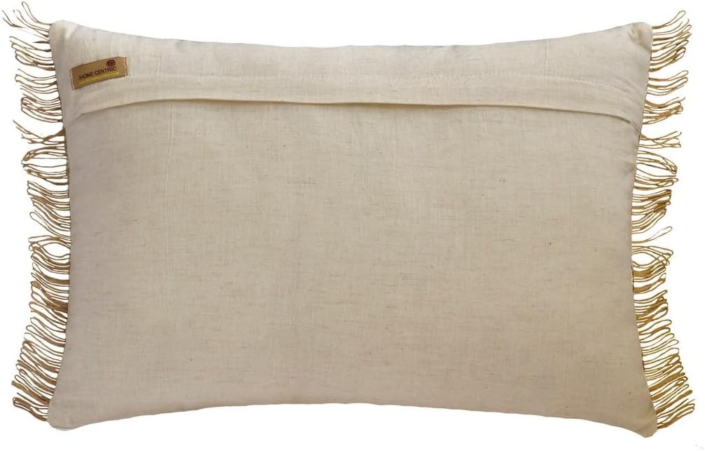 The HomeCentric Decorative Beige 12"x16" (30x40 cm) Lumbar Pillow Cover, Linen Pearl, Embroidery & Lace Oblong Pillow, Floral Pattern Contemporary Style - Pearla