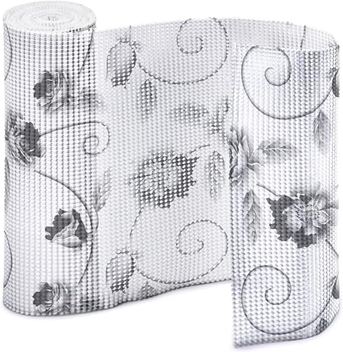 Shelf Liner, Non-Adhesive Refrigerator Liners for Shelves Washable 18 * 192 inch, Vinyl Shelf Drawer Liner Non-Slip Bathroom Cabinet Liner for Kitchen/Storage/Desks (Floral-2)