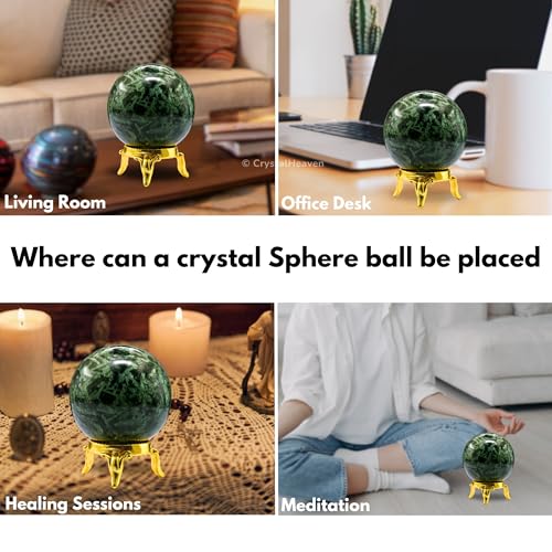 Image of Certified Flower Stone Crystal Ball for Meditation - Premium Crystal Vastu Items for Home and Feng Shui Items for Good Luck - Ideal for Pooja Supplies and Spiritual Practices (1.5 inch Inch)