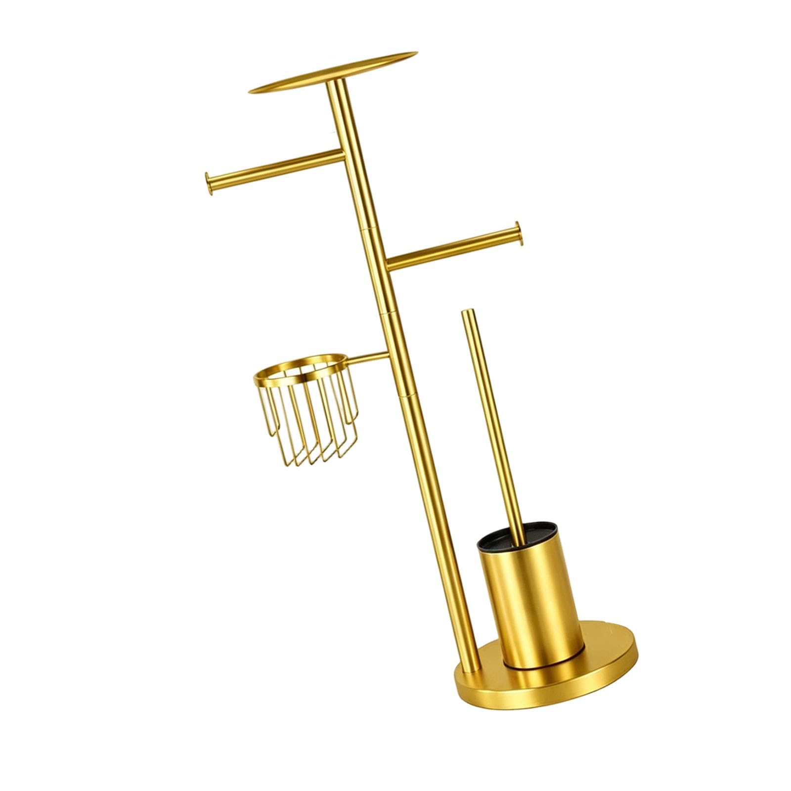 Freestanding Bathroom Tissue Stand Including Built in Toilet Brush Holder Easy Installation Robust Construction Stable Base Tissue Tower