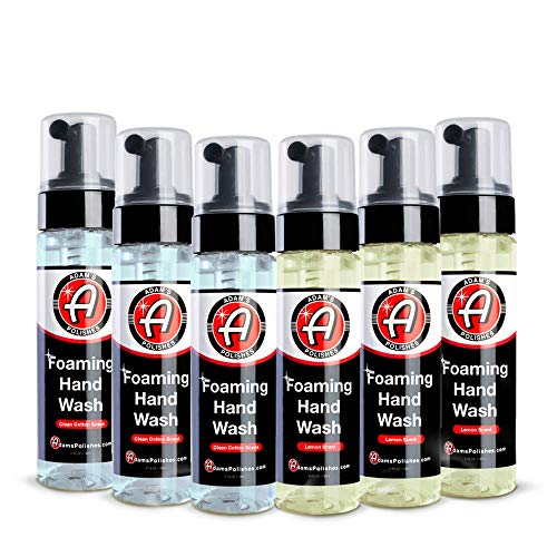 Adam's Polishes Foaming Hand Wash 6oz (6 pack) - Alcohol Free USA Made Pump Hand Cleaning Disinfectant W/Benzalkonium Chloride, Aloe Vera & Apricot Kernel Oil | Gel Water Free Hand Soap Pump
