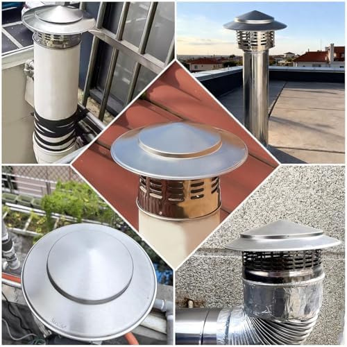 304 Stainless Steel Cone Top Chimney Cap - Rain Cover for Stovepipe & Fireplace Exhaust, Fits 1.6" to 7.9" Ducts, Ideal for Kitchen & Bathroom Ventilation (3.0")