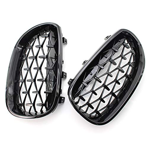 Calandre avant pour BMW E60 série 5 2003-2009 grille d'aération noir brillant style diamant - 4