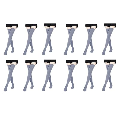 MUKHAKSH (Pack of 12 Pairs = 24 Stockings Girls Cotton Lycra Grey Stocking Thigh High Grey Socks