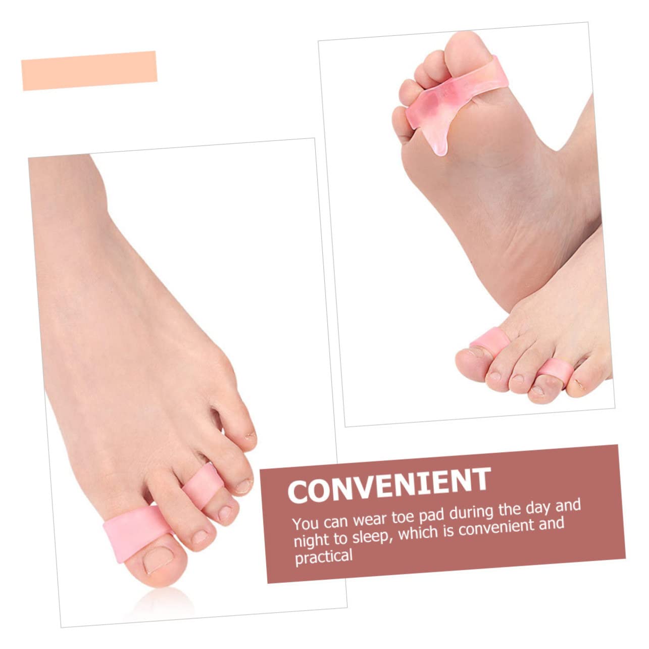 Gatuida 12pcs Sebs Double-hole Toe Separators for Hallux Pink Comfortable Foot Finger Spacers for Bunion Relief and Toe Alignment