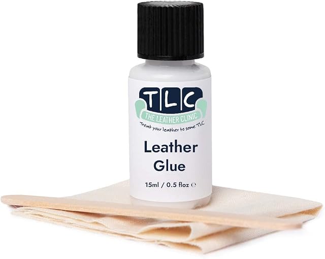The Leather Clinic Leather Glue Repair Kit 15ml | Quick Dry, Strong, Flexible Paste & Repair Patch Included | Fix Tears & Rips in Leather Furniture, Sofas, Car Seats & More